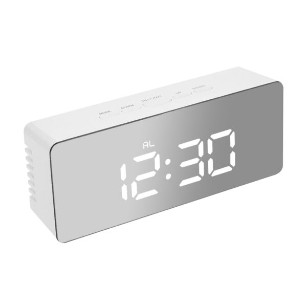 HomeDiscount-Alarm Clock Digital Led Mirror Desk Silver