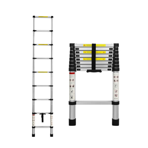 HomeDiscount-Multipurpose Ladder Telescopic 2.6M Silver 2.6 Meter