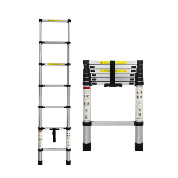 HomeDiscount-Multipurpose Ladder Telescopic 2M Silver 2 Meter