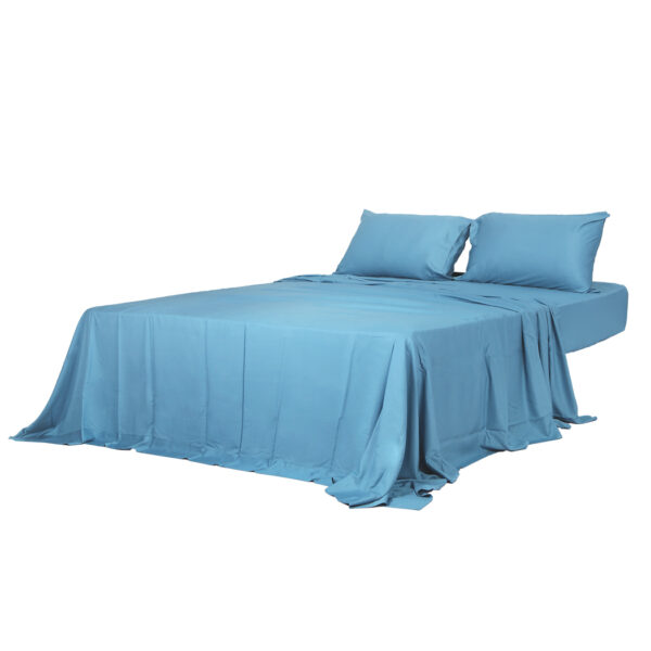 HomeDiscount-4pcs Queen Size 100% Bamboo Bed Sheet Set in Blue Colour