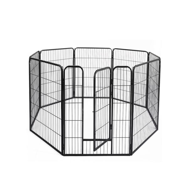 HomeDiscount-8 Panel Pet Dog Playpen Puppy Exercise Black 24 inch