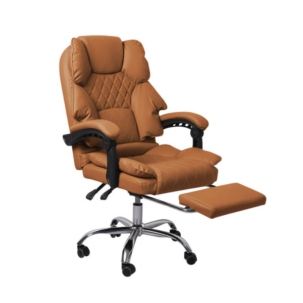 HomeDiscount-Gaming Chair Office Computer Brown Footrest