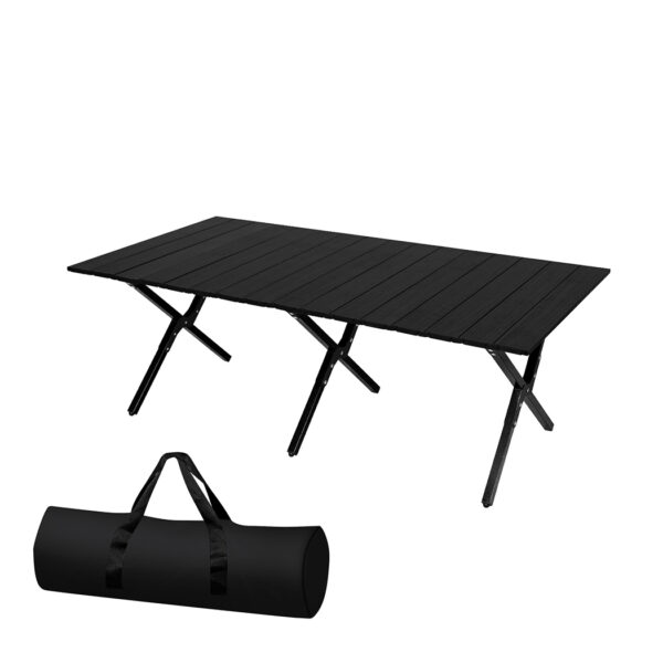 HomeDiscount-Folding Camping Table Portable Black