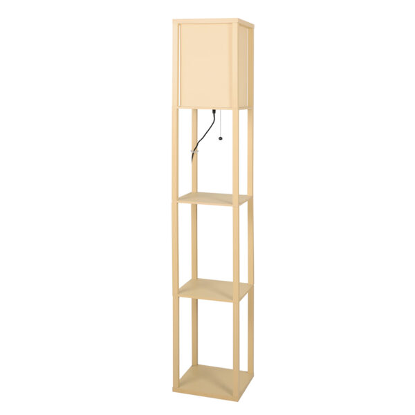 HomeDiscount-Floor Lamp LED Storage Shelf Khaki